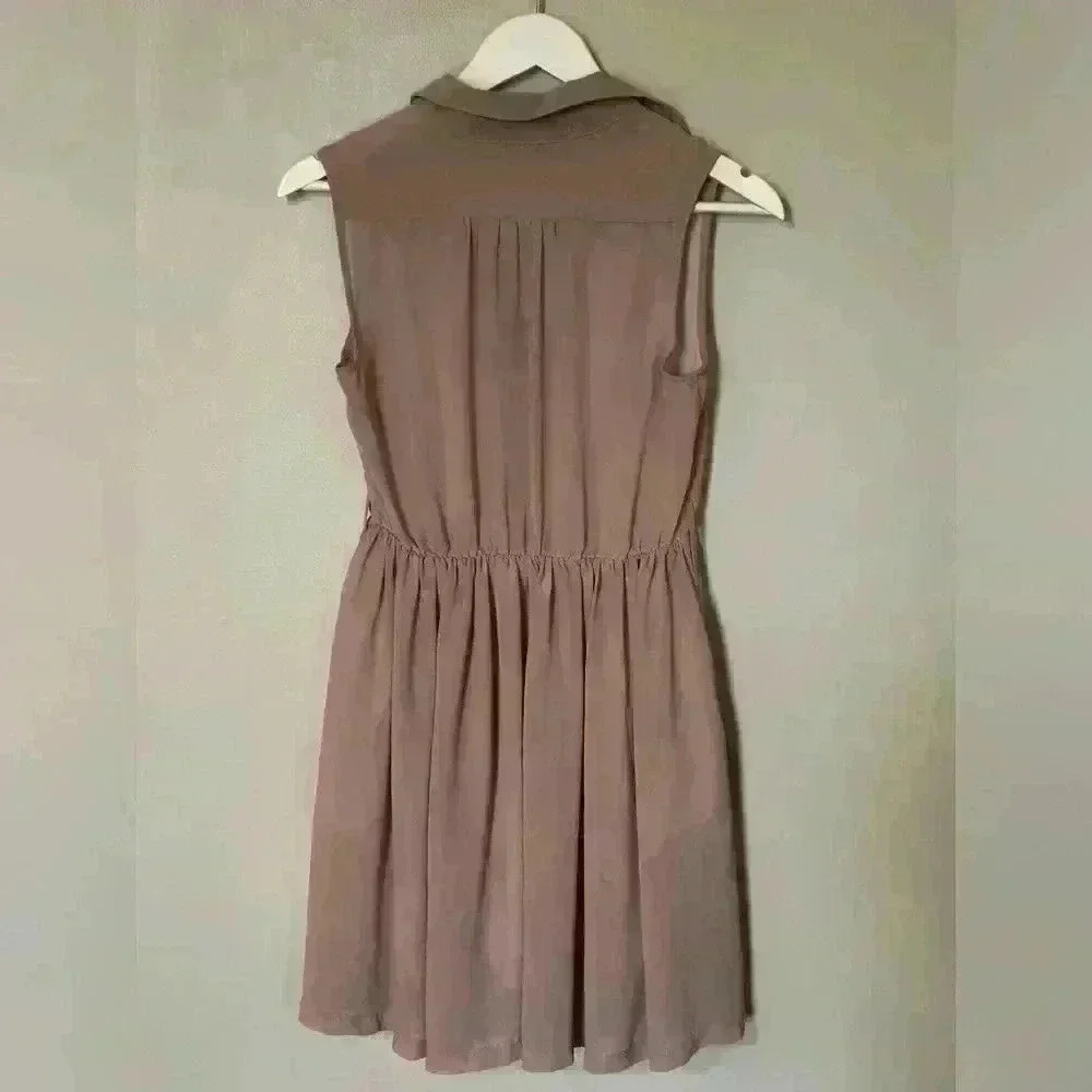 Tan sleeves mini dress - Picture 3 of 8